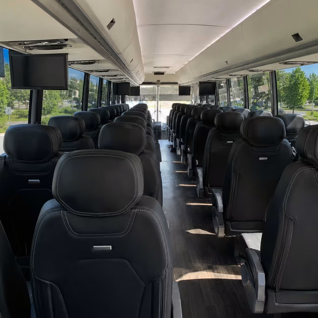 56 passenger charter bus inside